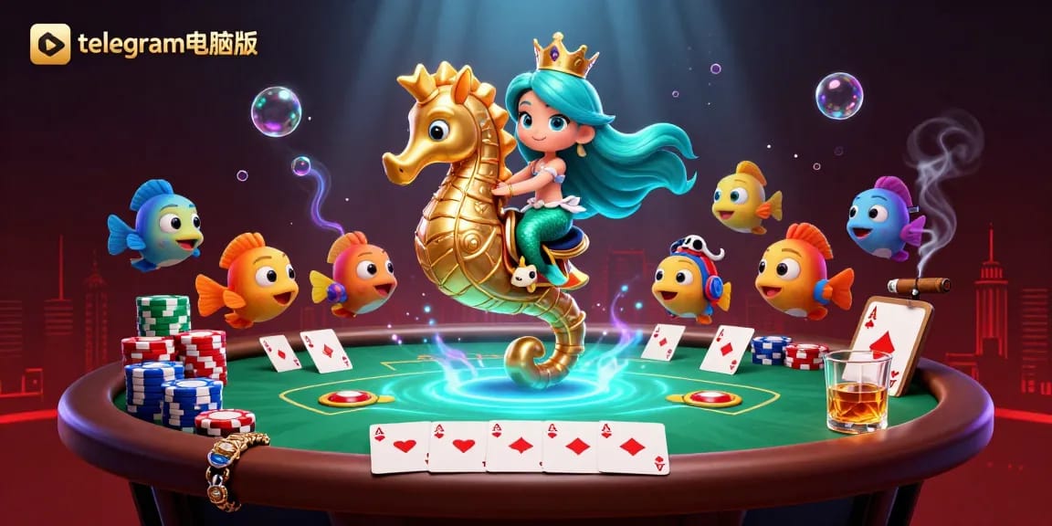 体验令人兴奋的游戏，使用telegram电脑版，在充满活力的3D场景中展现美人鱼和扑克元素