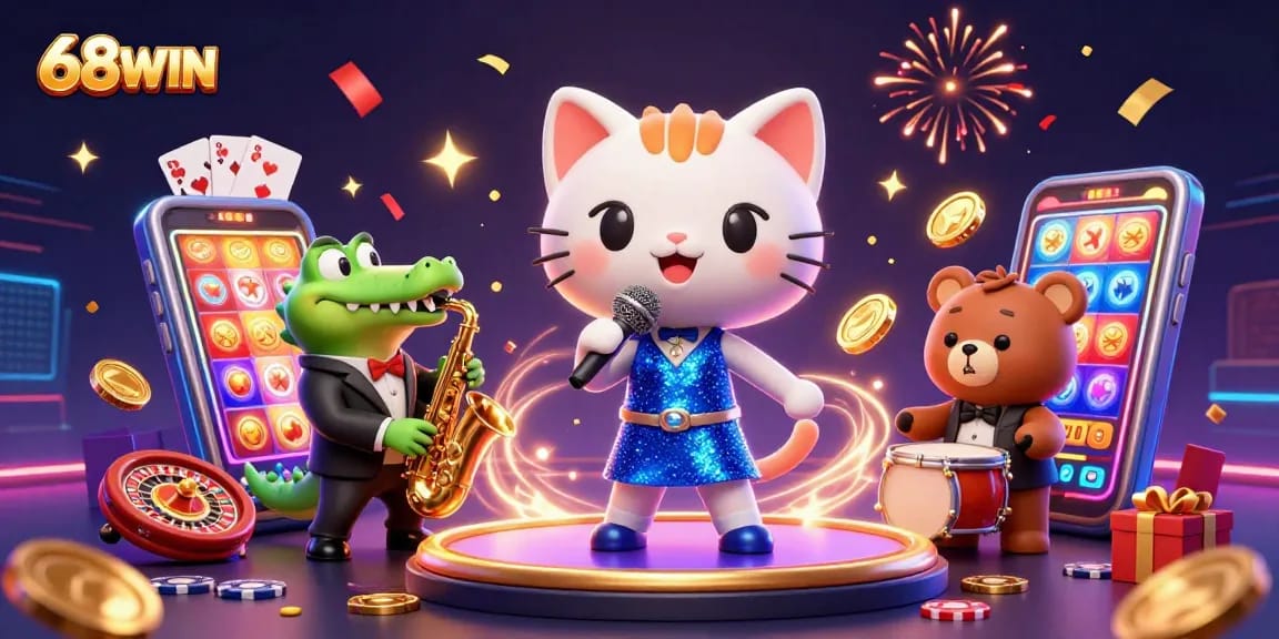 Engage in thrilling casino fun with 68WIN featuring vibrant characters and dynamic gameplay elements.
