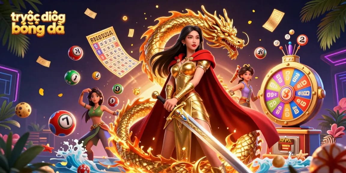 Experience trực tiếp bóng đá with our vibrant 3D gaming scene showcasing exciting lottery elements.