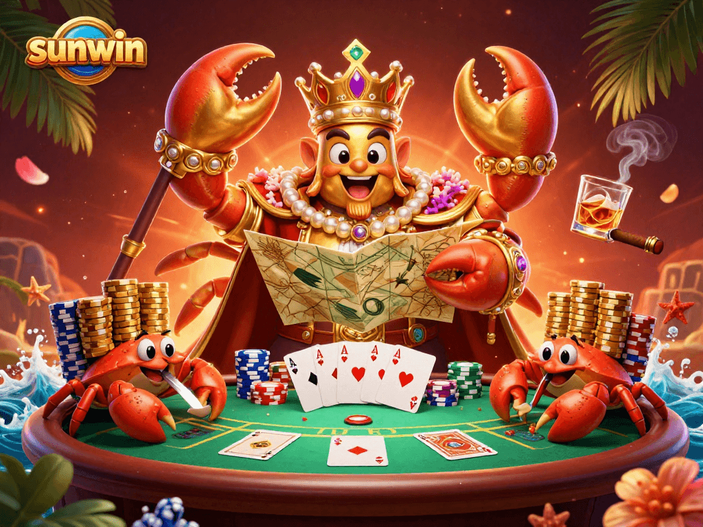 Experience the excitement of sunwin casino with a golden crab emperor and vibrant poker scene.