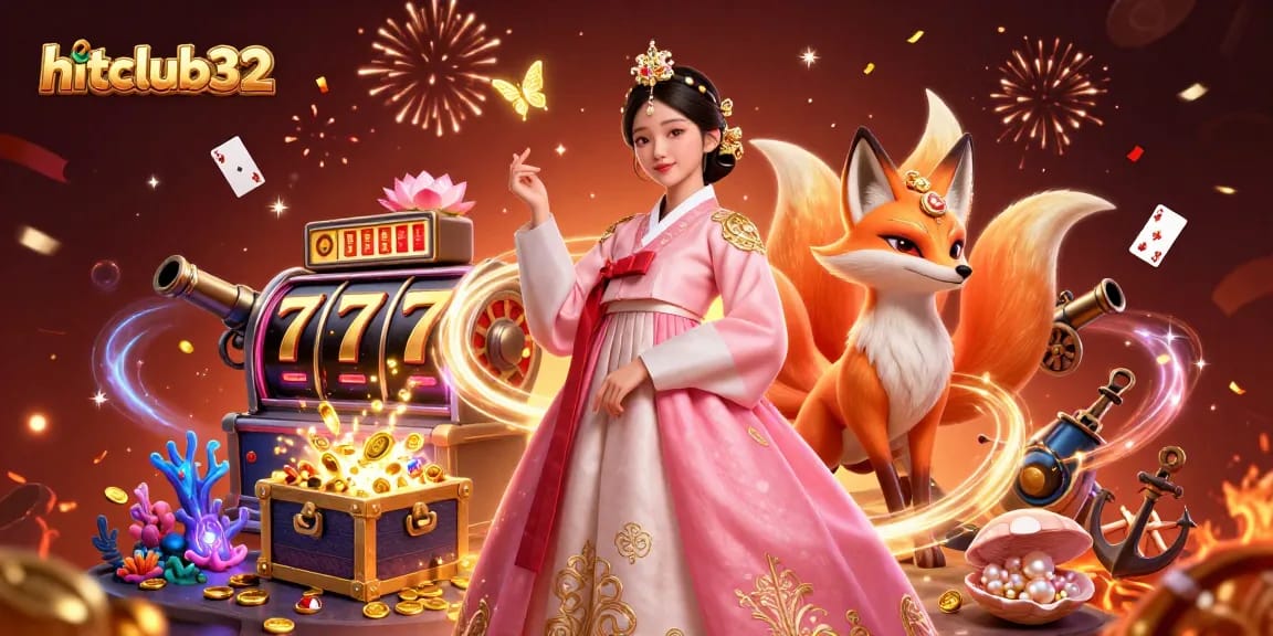 Experience winning moments at hitclub32 with lively visuals of slot machines and enchanting characters.