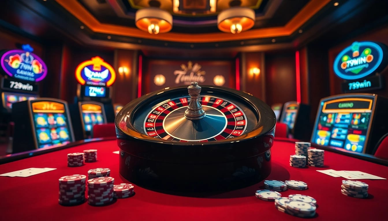 Experience the excitement of gambling at 789win with luxurious casino tables and vibrant slot machines.