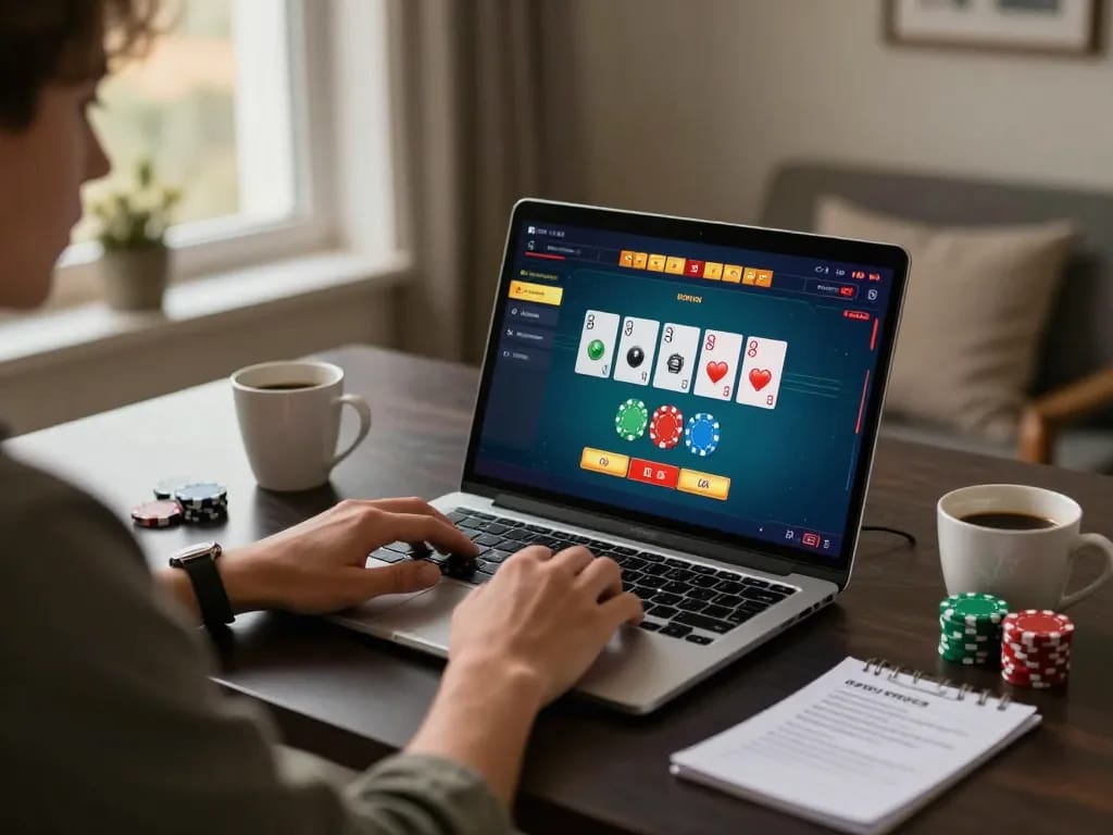 ku88 players analyzing poker strategies during an engaging online casino gaming session