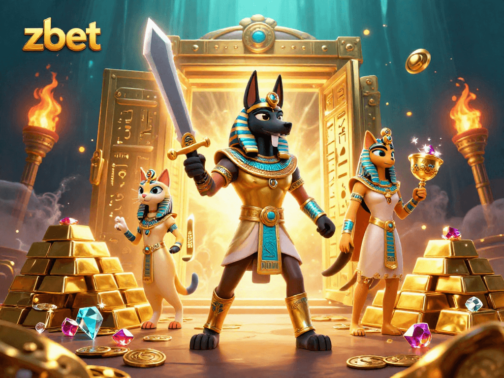 Experience exhilarating wins with zbet in this rich casino-themed visual featuring ancient elements.