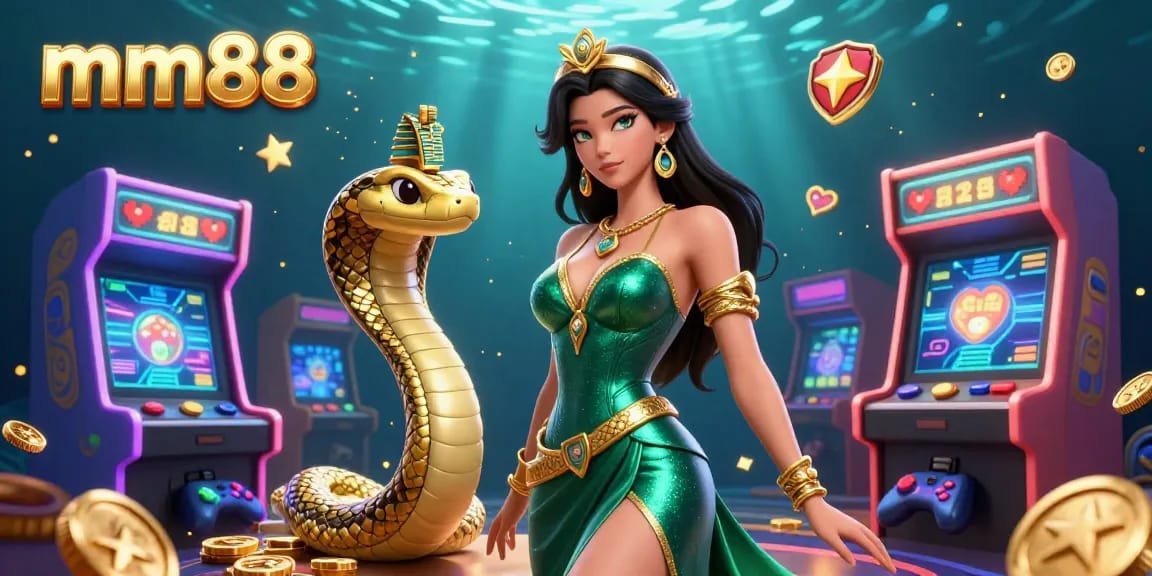 Experience the thrill of mm88 gaming with a stunning illustration of casino excitement and vibrant character design.