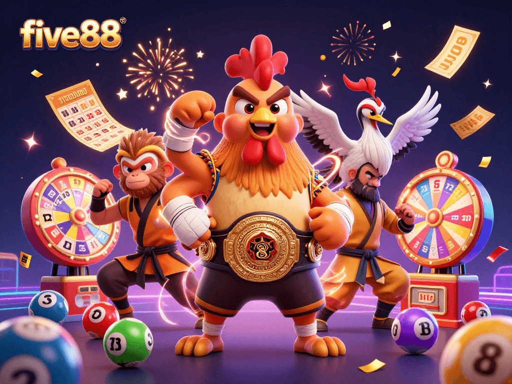 Win big at five88 with exhilarating lottery games and lively characters celebrating victory!