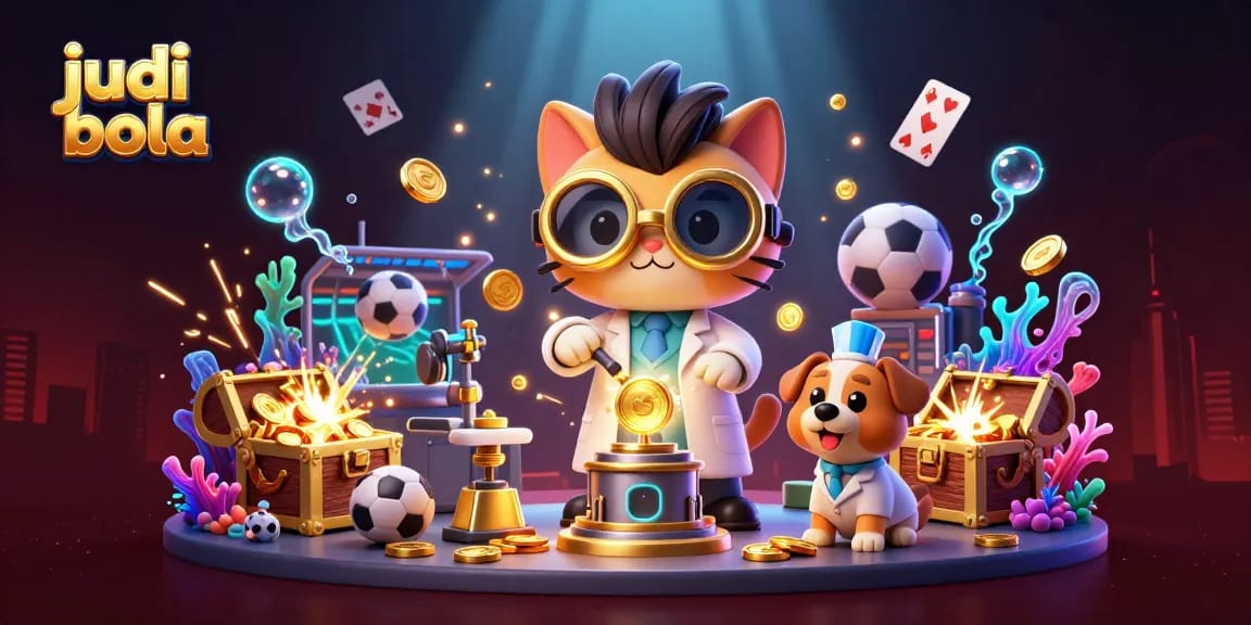 Experience judi bola excitement with dynamic betting scenes and vibrant casino elements in a 3D illustration.