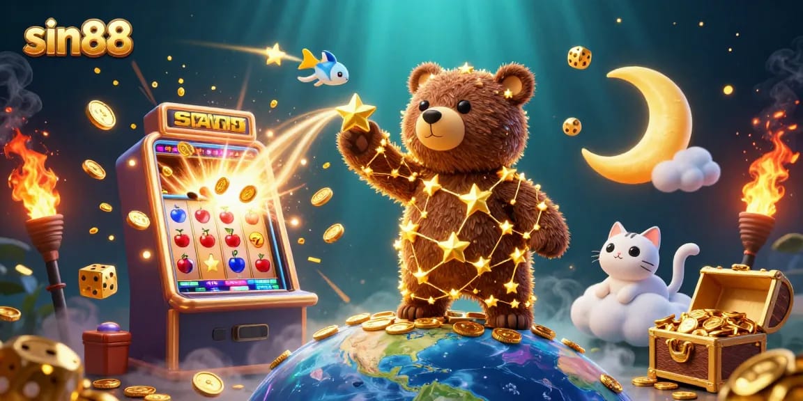Players immerse in sin88's dynamic slots world with golden jackpot symbols and vibrant colors.