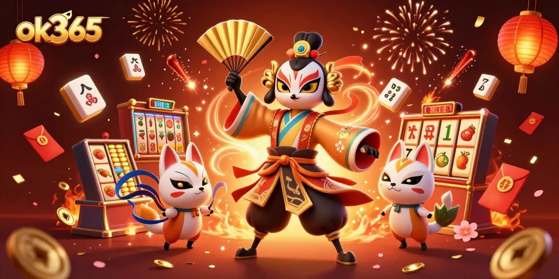 Experience engaging gameplay at ok365 with vibrant casino elements and a dynamic 3D illustration.