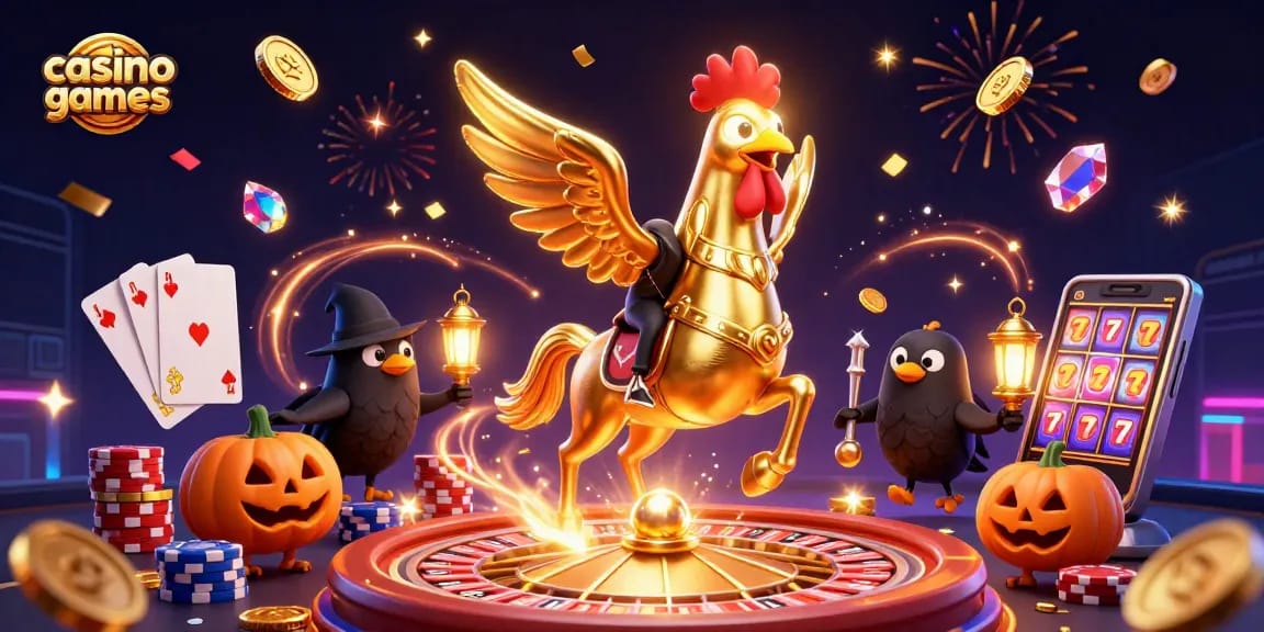 Experience thrilling casino games in an ultra-detailed 3D casino scene with vibrant characters.