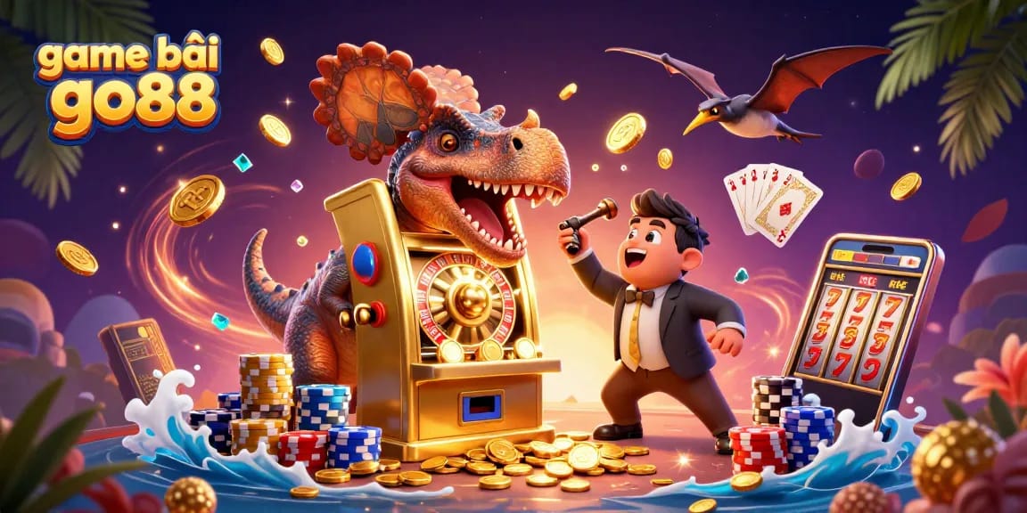 Experience the thrill of game bài go88 with dynamic jackpot coins and playful casino characters.