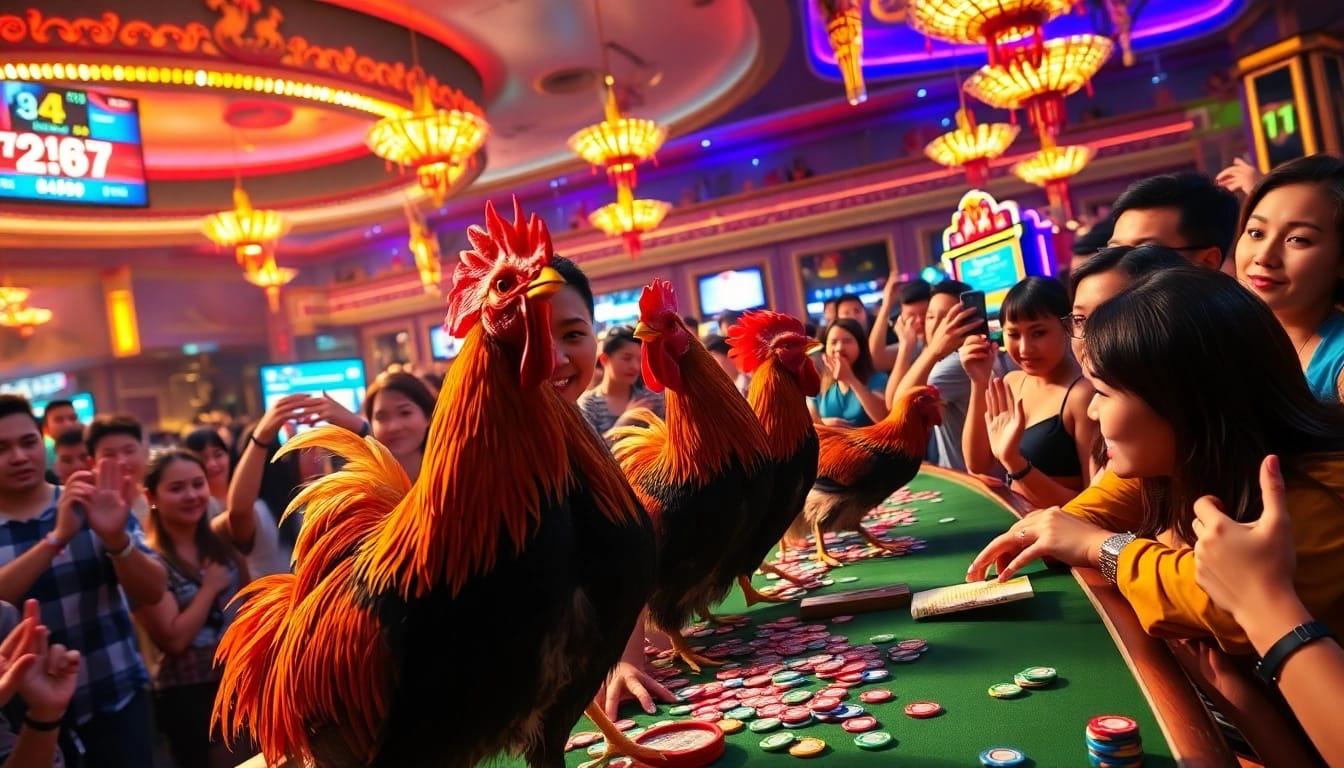 Excited spectators place bets in the thrilling atmosphere of cm88bet.us/da-ga-cm88/ rooster fights.
