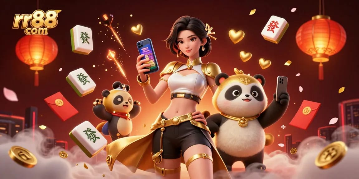Engage in thrilling gaming at rr88 com with a vibrant 3D scene showcasing exciting casino elements.