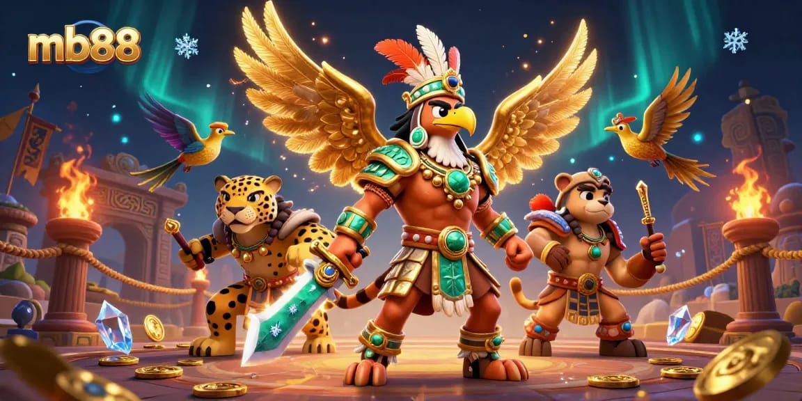 mb88 tham gia trò chơi thú vị với các nhân vật Aztec chiến đấu đầy màu sắc.