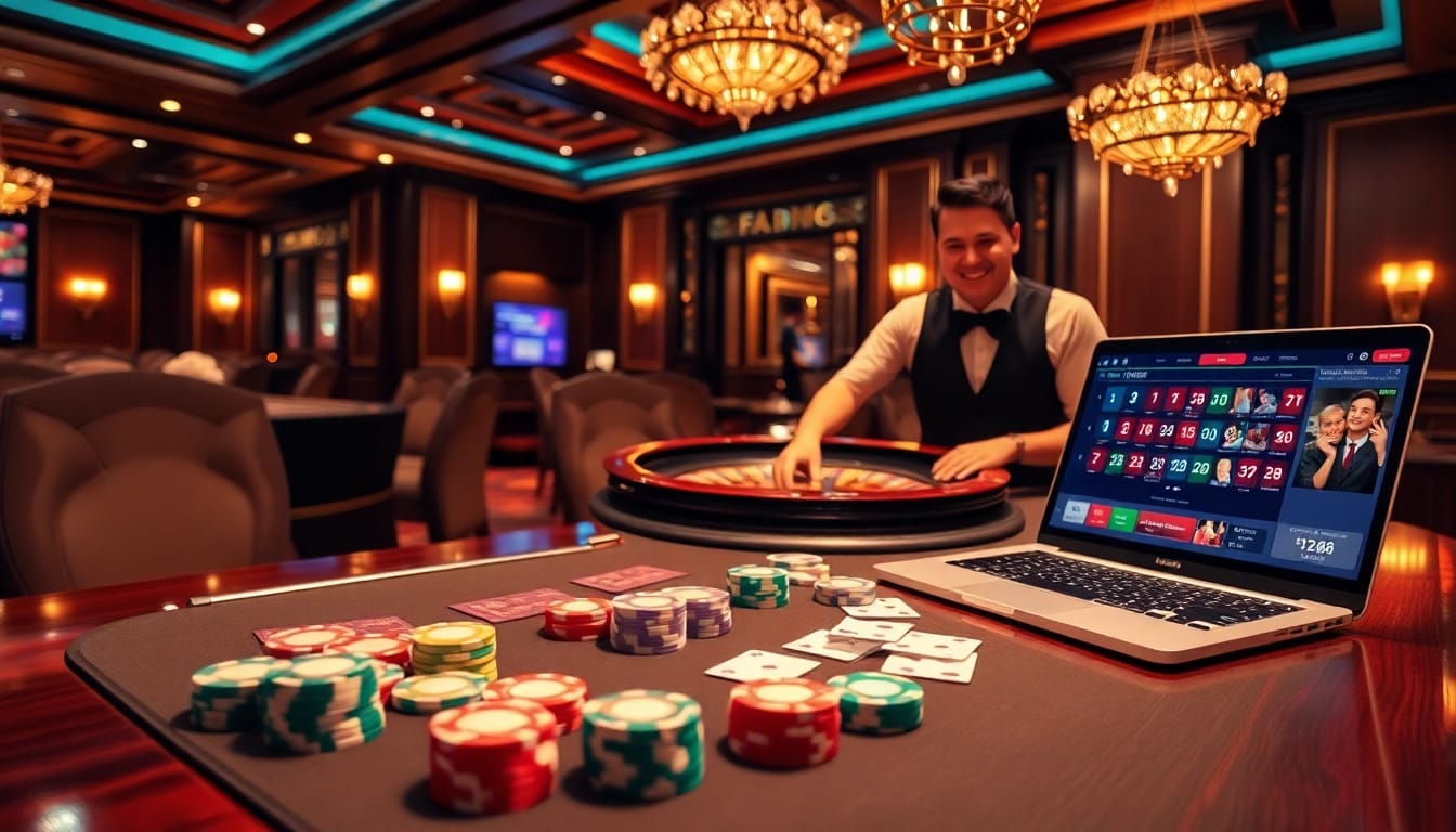 Experience the excitement at F168 with a live dealer and vibrant casino games.
