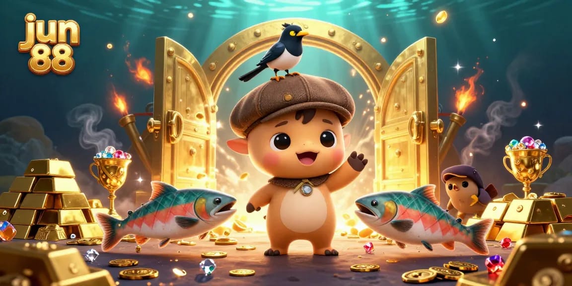 Engage with jun 88's vibrant online casino world featuring playful characters and thrilling riches.