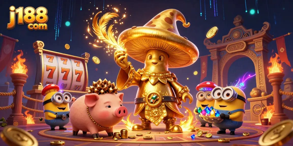 Play in the vibrant world of j188 com with gold treasures and thrilling gaming elements.