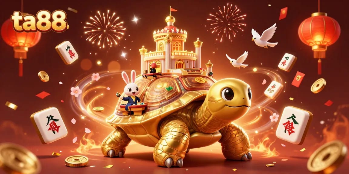 Experience thrilling gaming action at ta88 with vibrant 3D casino elements and festive characters.