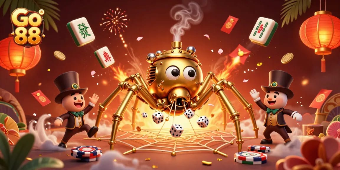 Engage with Go 88's immersive 3D gaming world featuring dynamic characters and vibrant casino elements.