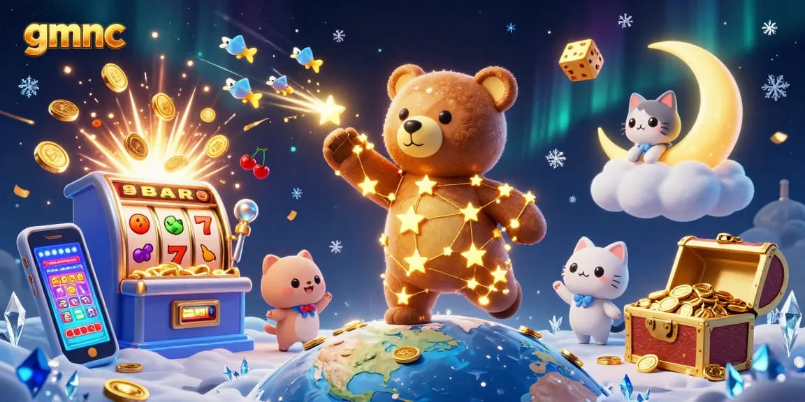Scoop up coins in the gmnc casino with the constellation bear and friends during a jackpot.