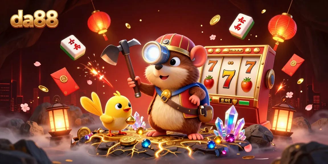 Join the adventure with da88 and discover treasures in a vibrant mining casino scene.