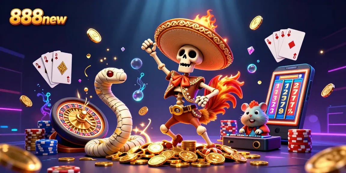 Experience vibrant casino excitement with 888new's animated characters and dazzling game elements.