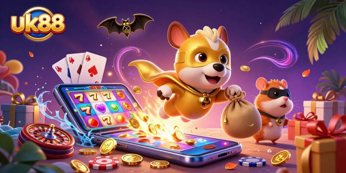 Engage with uk88's vibrant superhero theme featuring thrilling slot games and dynamic casino elements.
