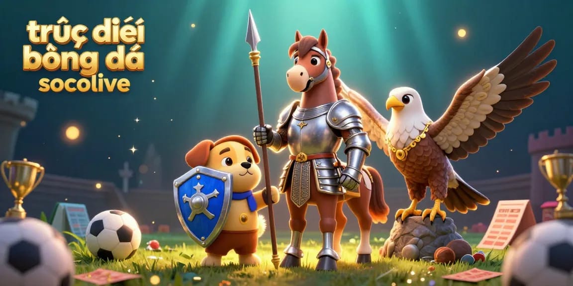 Engage in trực tiếp bóng đá socolive with a vibrant sports betting scene, featuring characters and stadium elements.