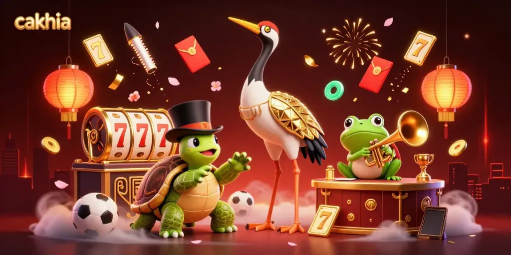 Cakhia offers exciting sports betting experiences, showcasing vibrant illustrations and dynamic gambling elements.