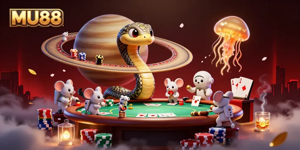 Experience thrilling betting action at MU88 with dynamic characters and vibrant casino elements.