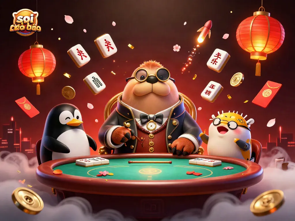 Engage with soi kèo nhà cái: A vibrant underwater poker match featuring a walrus, penguin dealer, and pufferfish.