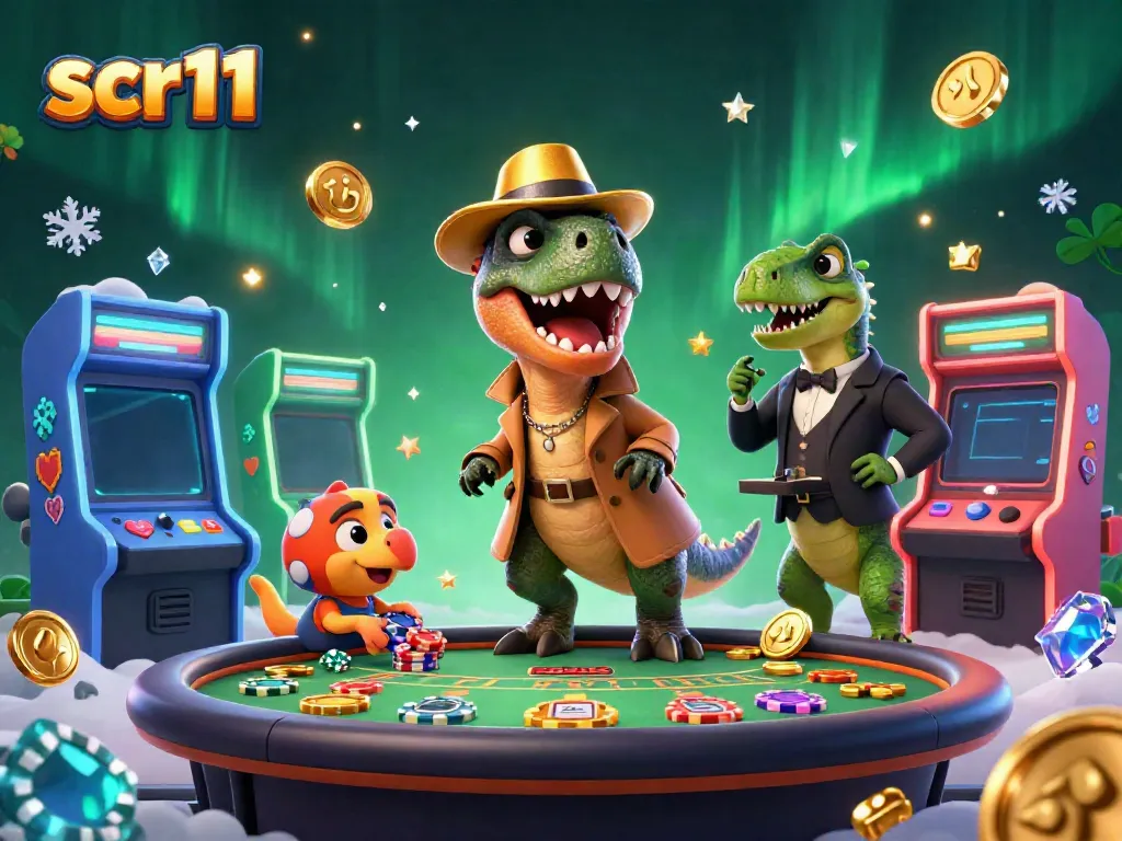 Scr111 velociraptor card counter blends in at blackjack, surrounded by vibrant casino game elements.