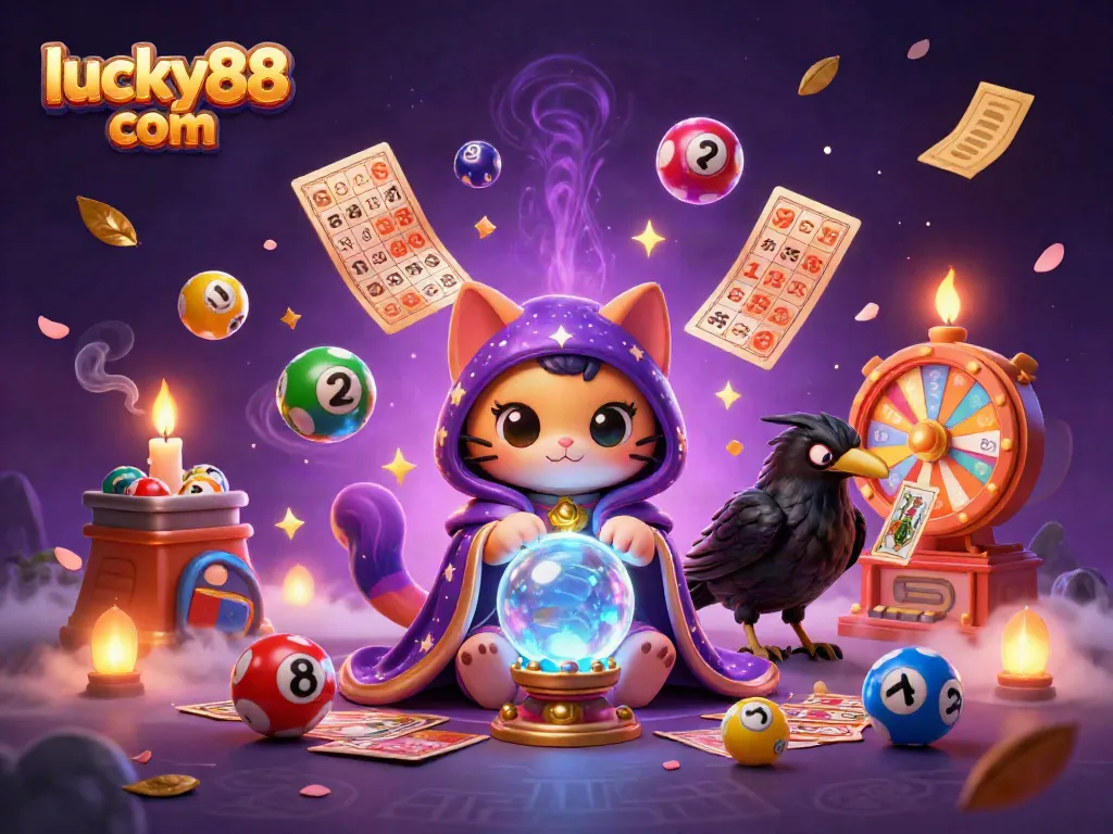 Experience dynamic gaming excitement with lucky88 com, featuring vibrant lottery elements and mystical characters.