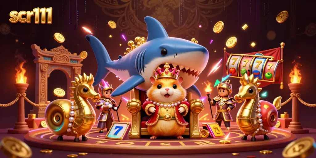 Experience thrilling gameplay at scr111 with the fierce hamster king and his royal guards.