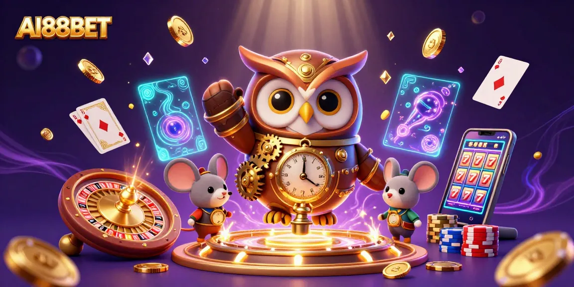 Experience the excitement of AI88BET with immersive casino elements and whimsical characters.
