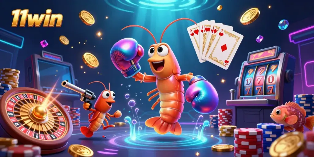 Win big at 11win with exciting games and vibrant visuals of casino elements.