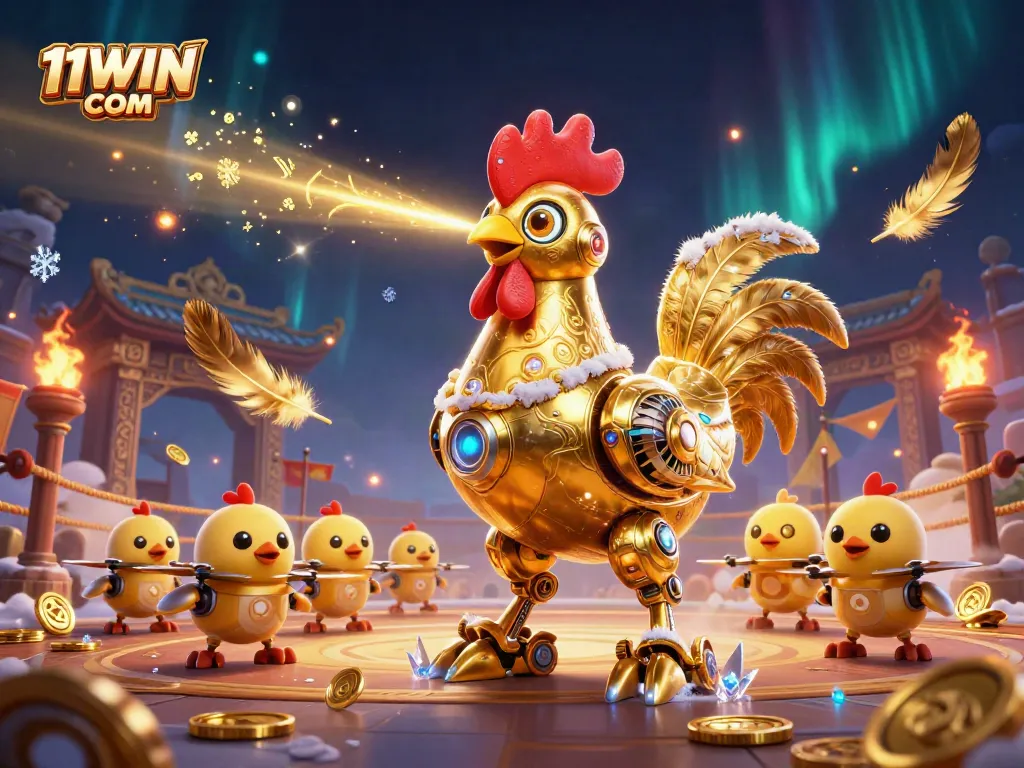 Engage with the thrilling games at 11WIN COM in a vibrant 3D casino scene.