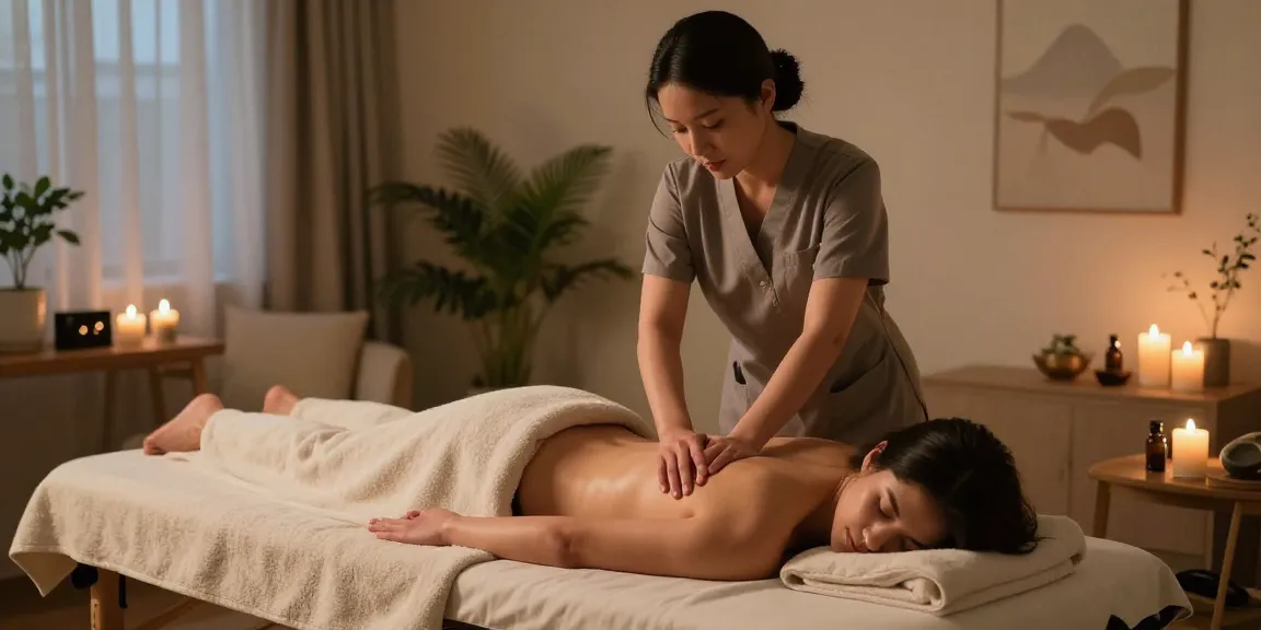 Relaxing 서울출장마사지 session in a tranquil home setting with a professional therapist.