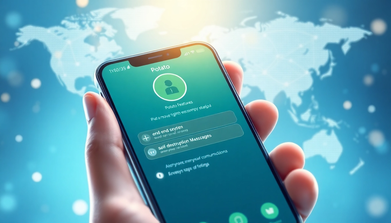 Potato下载 app interface showcasing security features on a smartphone screen.