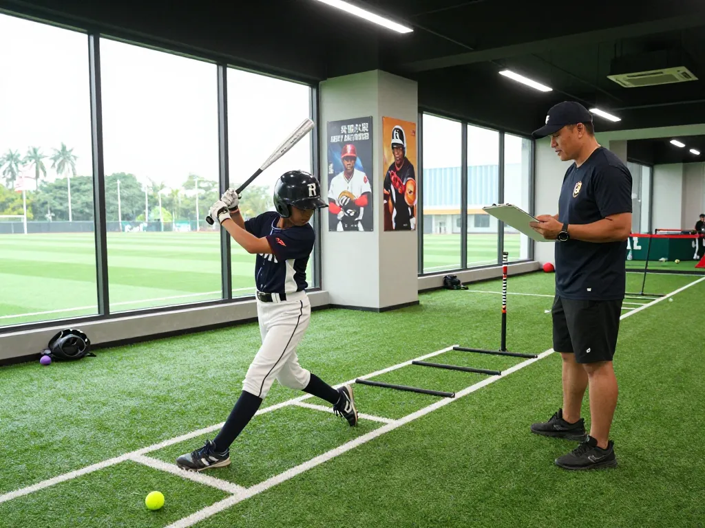 Youth athlete practicing at hit club training facility
