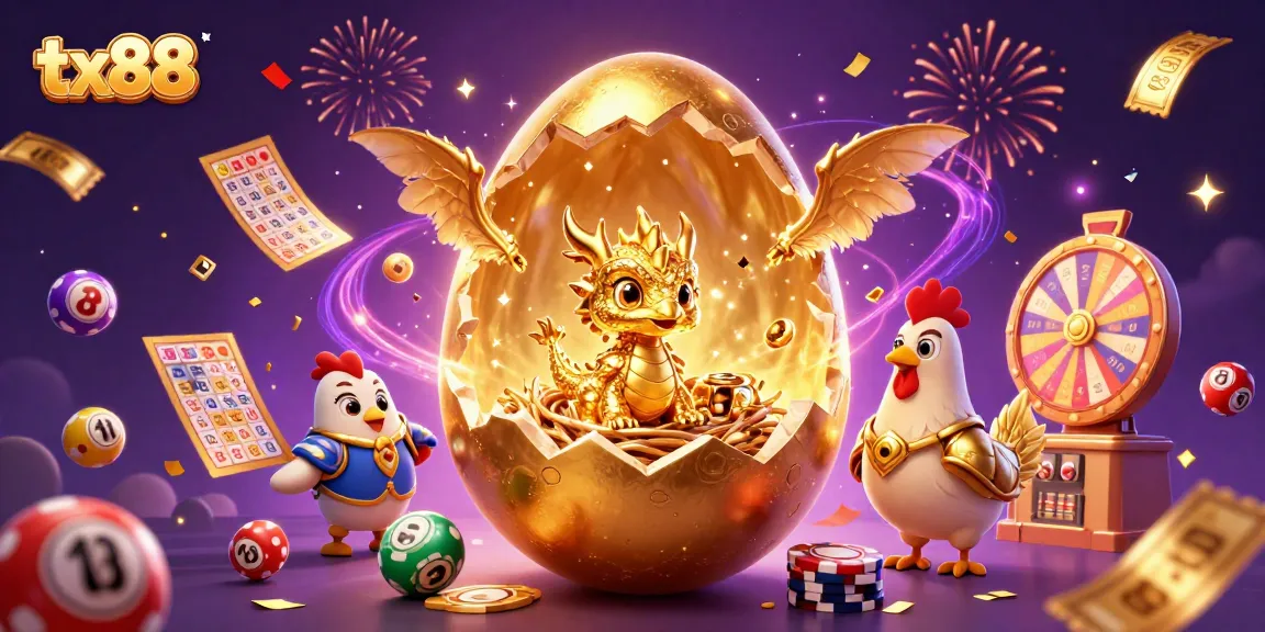 tx88 showcases a baby dragon amidst vibrant casino elements, highlighting the thrill of gaming.