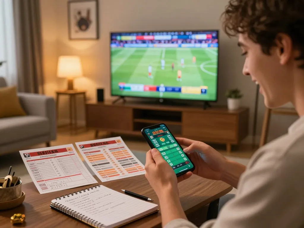 33win sports betting excitement as a player places bets while watching a live game on their smartphone.