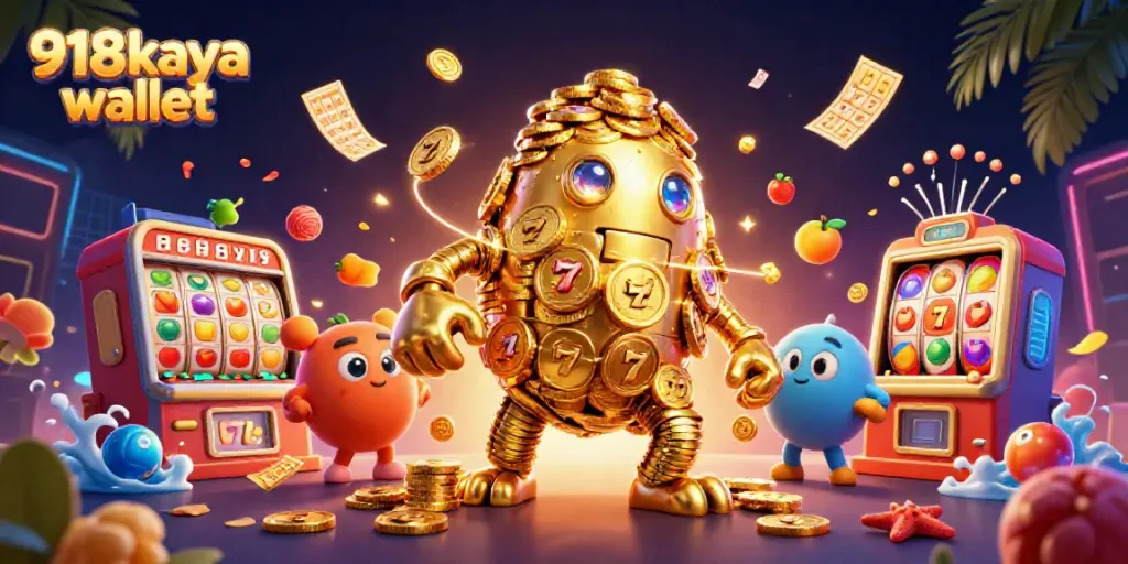 Experience the excitement of gaming with the 918kaya wallet in a vibrant casino-themed illustration.