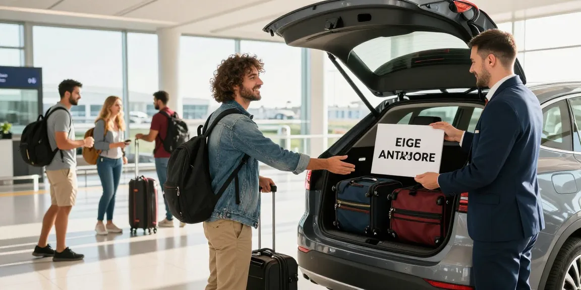 Antalya Airport Transfer with professional driver greeting a traveler at the terminal.