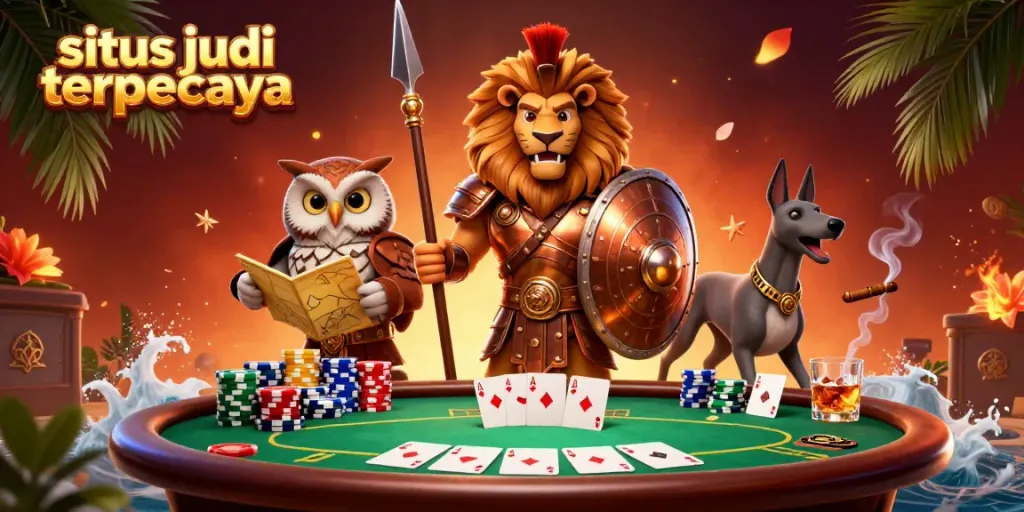 Permainan kartu di situs judi terpercaya dengan karakter 3D berani, menampilkan aksi dan strategi.