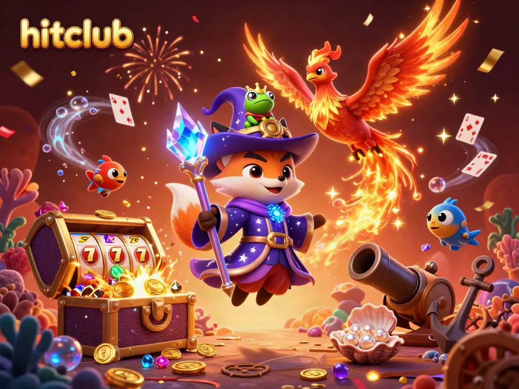 Experience the excitement of hitclub with a magical gaming scene bursting with rewards and dynamic characters.