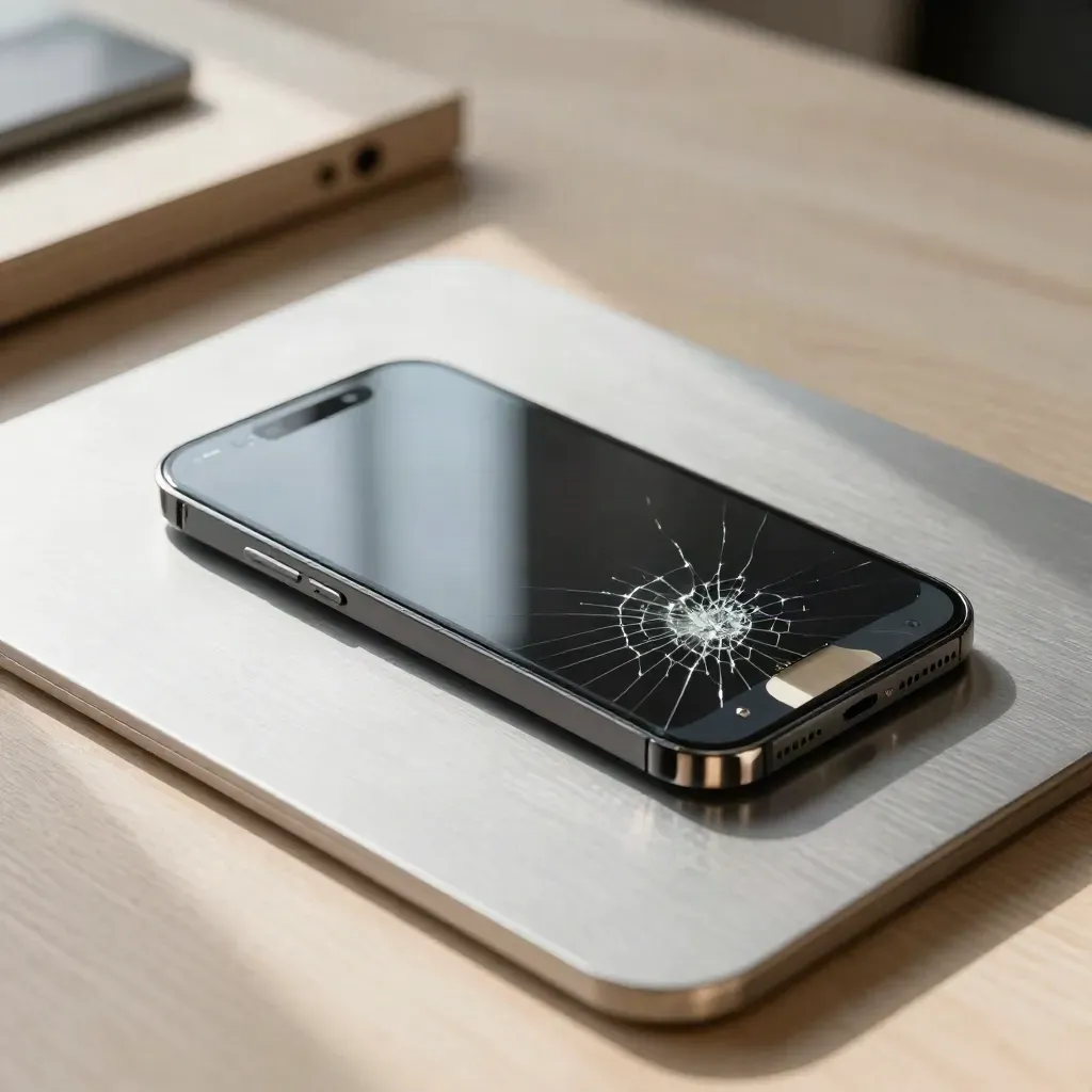 Kırık iPhone ekranı değişim seti, yedek panel ve bitmiş parlak telefon