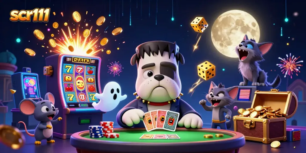 Experience thrilling card games at scr111 featuring vibrant 3D characters and explosive casino elements.