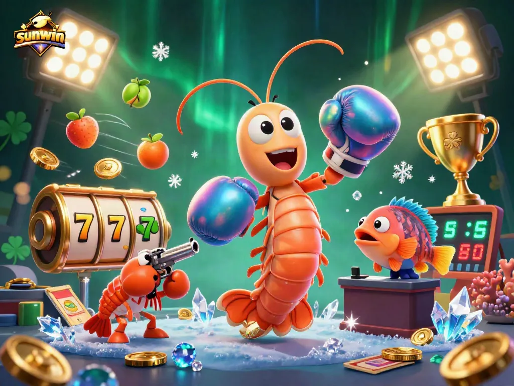 Experience the thrill of winning slots with sunwin's vibrant cartoon illustration capturing gaming excitement.