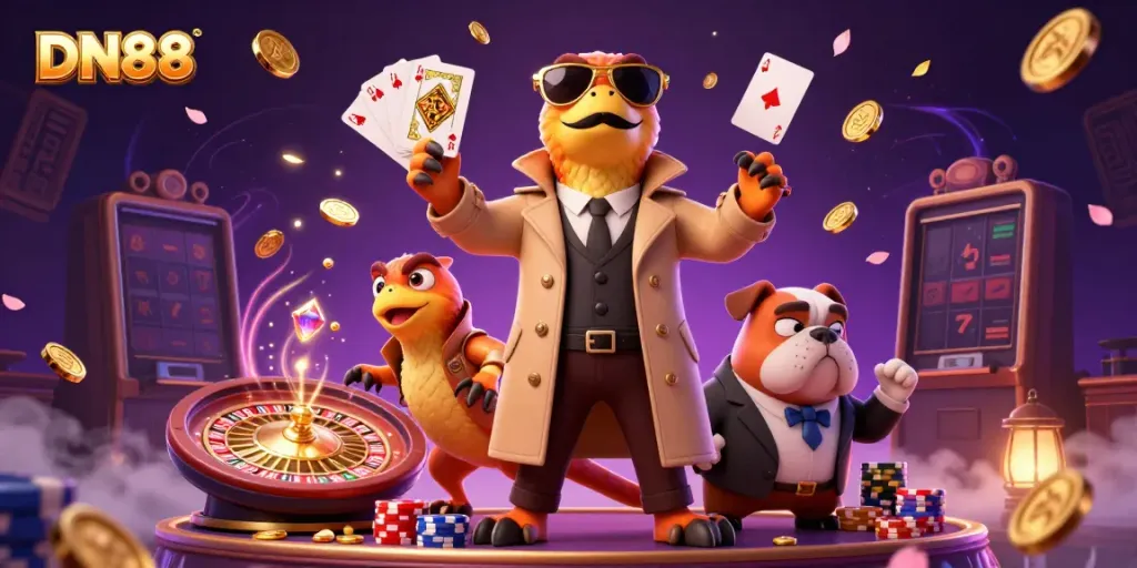 Watch DN88's playful raptors sneak into a VIP casino, unveiling a world of excitement and gaming.